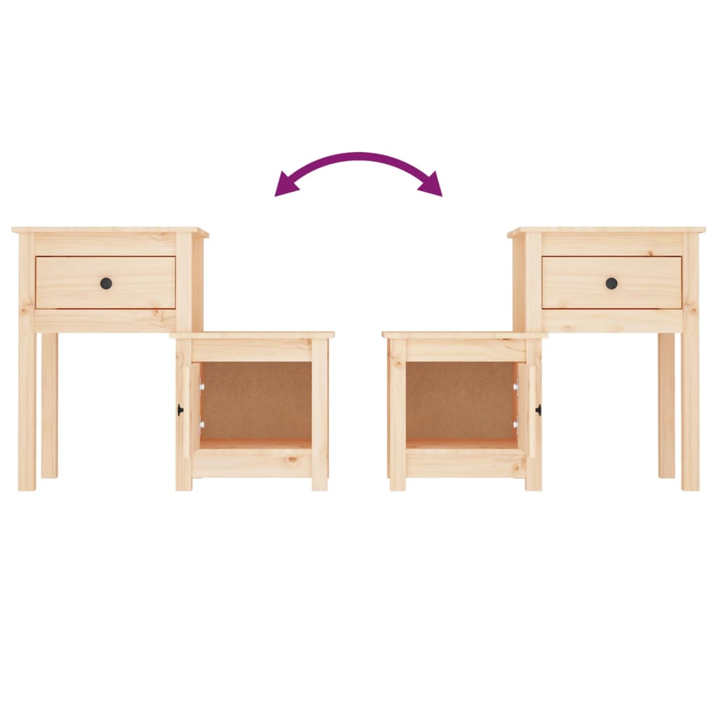 Mesitas De Noche 2 Uds Madera Maciza De Pino 79,5x38x65,5 Cm_4