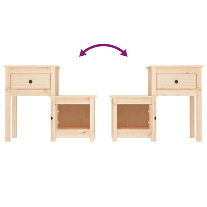 Mesitas De Noche 2 Uds Madera Maciza De Pino 79,5x38x65,5 Cm_4