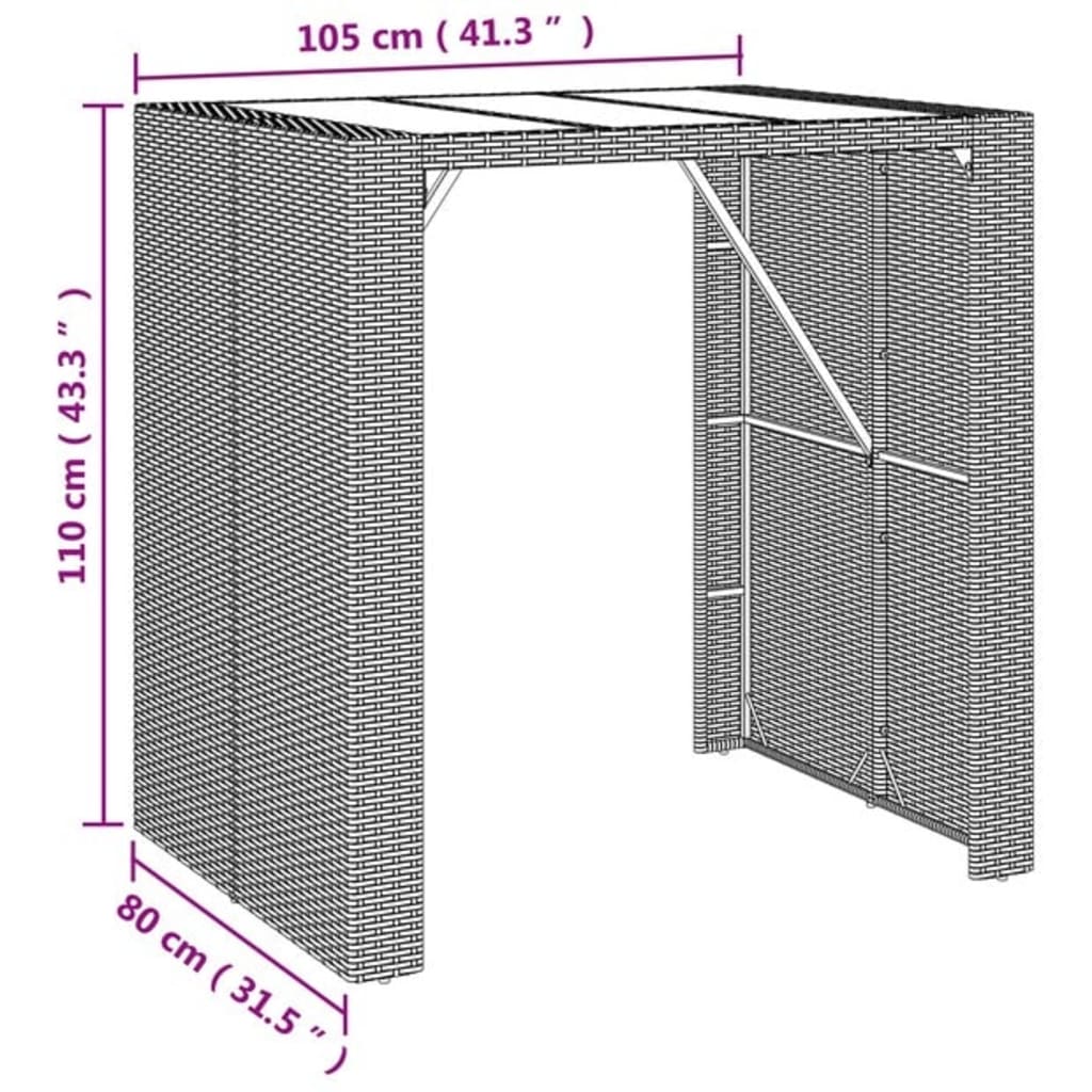 Vidaxl Mesa Y Taburetes Altos Jardín 5 Piezas Ratán Sintético Marrón_2