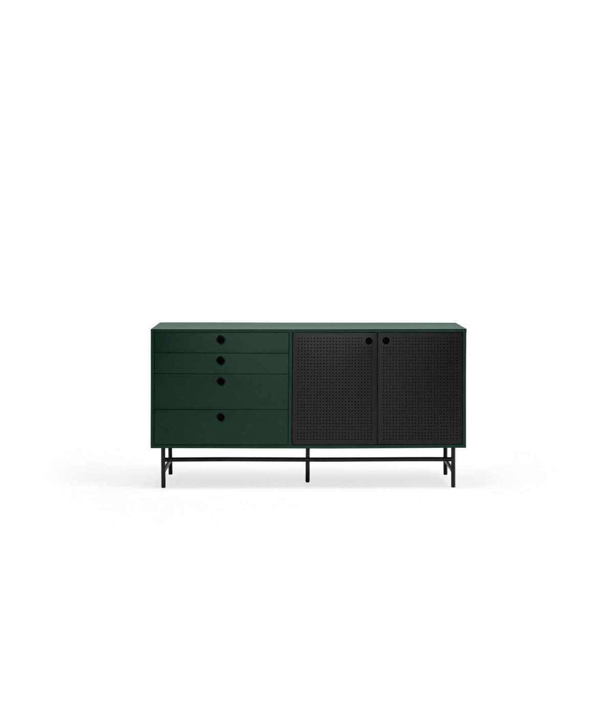 Mueble Aparador Para Comedor Modelo Punto 2 Puertas 4 Cajones Acabado Verde/negro, 47cm(ancho) 77cm(alto) 150cm (largo)_0