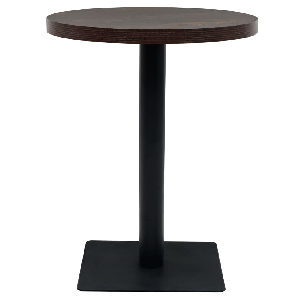 Mesa De Bar Bistró Mdf Y Acero Redonda Fresno Oscuro 60x75 Cm_1