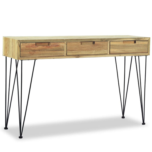 Mesa Consola De Teca Maciza 120x35x76 Cm_0