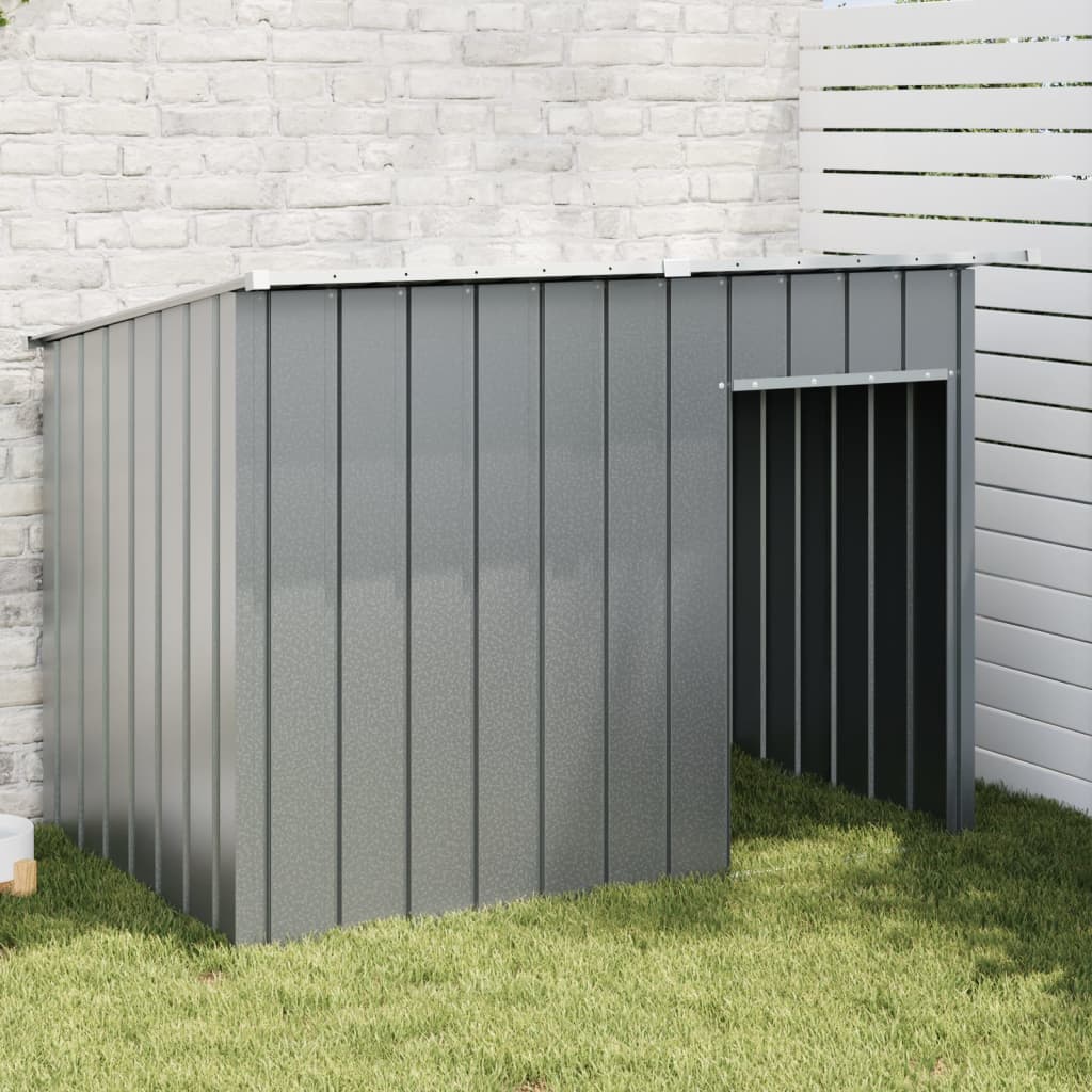 Caseta Perros Con Tejado Acero Galvanizado Gris 153x91x110 Cm_1