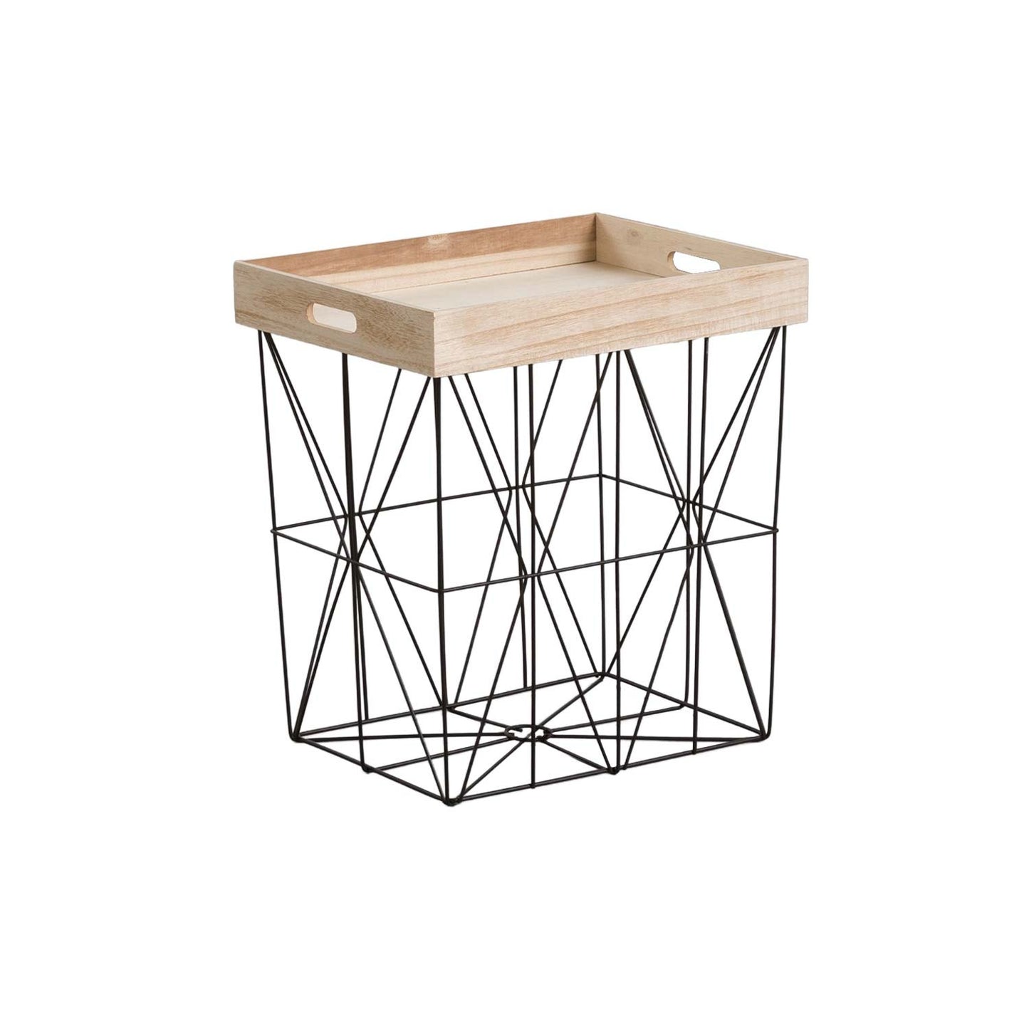 Mesita Auxiliar Rectangular Tray Beige/negro 47x41,5x32cm Thinia Home_0