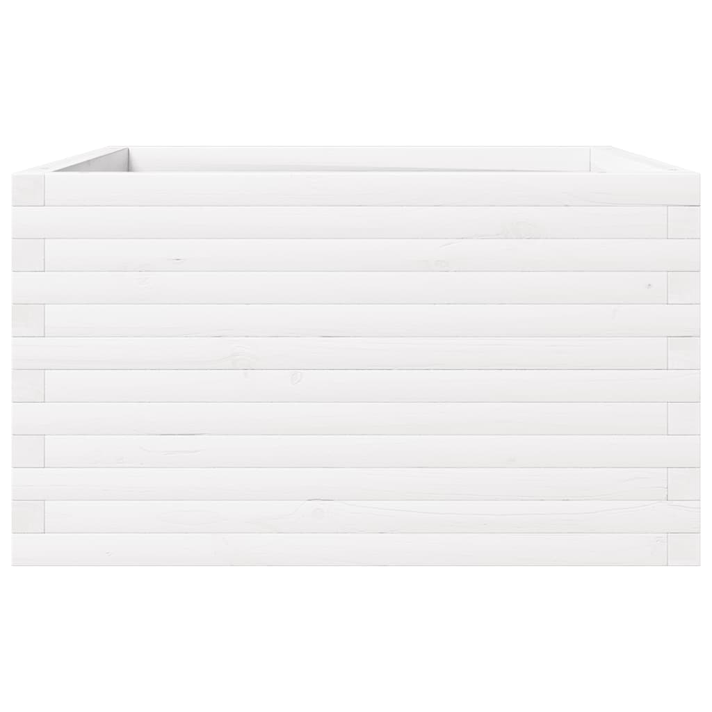 Jardinera De Madera Maciza De Pino Blanca 80x80x46 Cm_5
