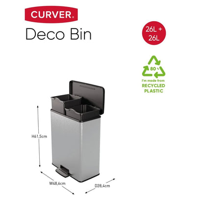 Curver Papelera De Pedal Doble Deco Plateado 26l+26l_2