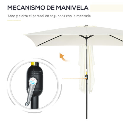 Outsunny Sombrilla Jardín Aluminio 200x300x253 Cm Inclinable Con Manivela Crema_4