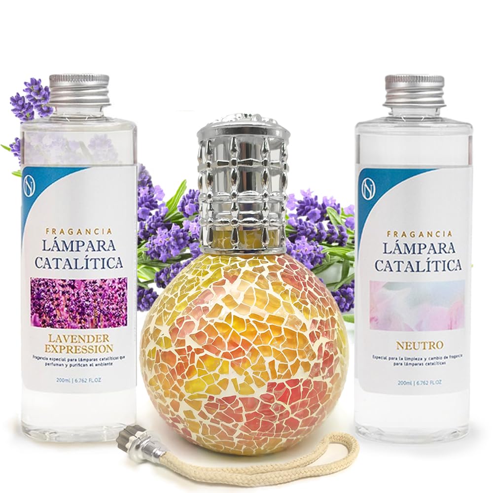 Pack Lámpara Catalítica Mosaico Bicolor + Aroma Lavender Expression 500ml + Limpiador Neutro 200ml + Mecha Repuesto_0