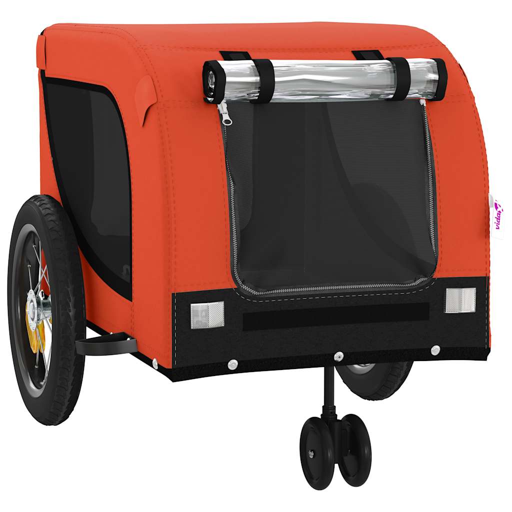 Remolque De Bicicleta Mascotas Hierro Tela Oxford Naranja Negro_3