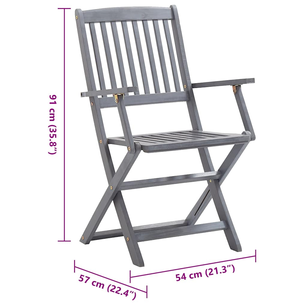 Vidaxl Sillas De Jardín Plegables 4 Uds Cojines Madera Maciza Acacia_2
