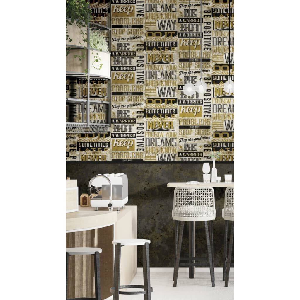 Noordwand Papel Pintado Friends&coffee Marble Concrete Negro Y Marrón_1