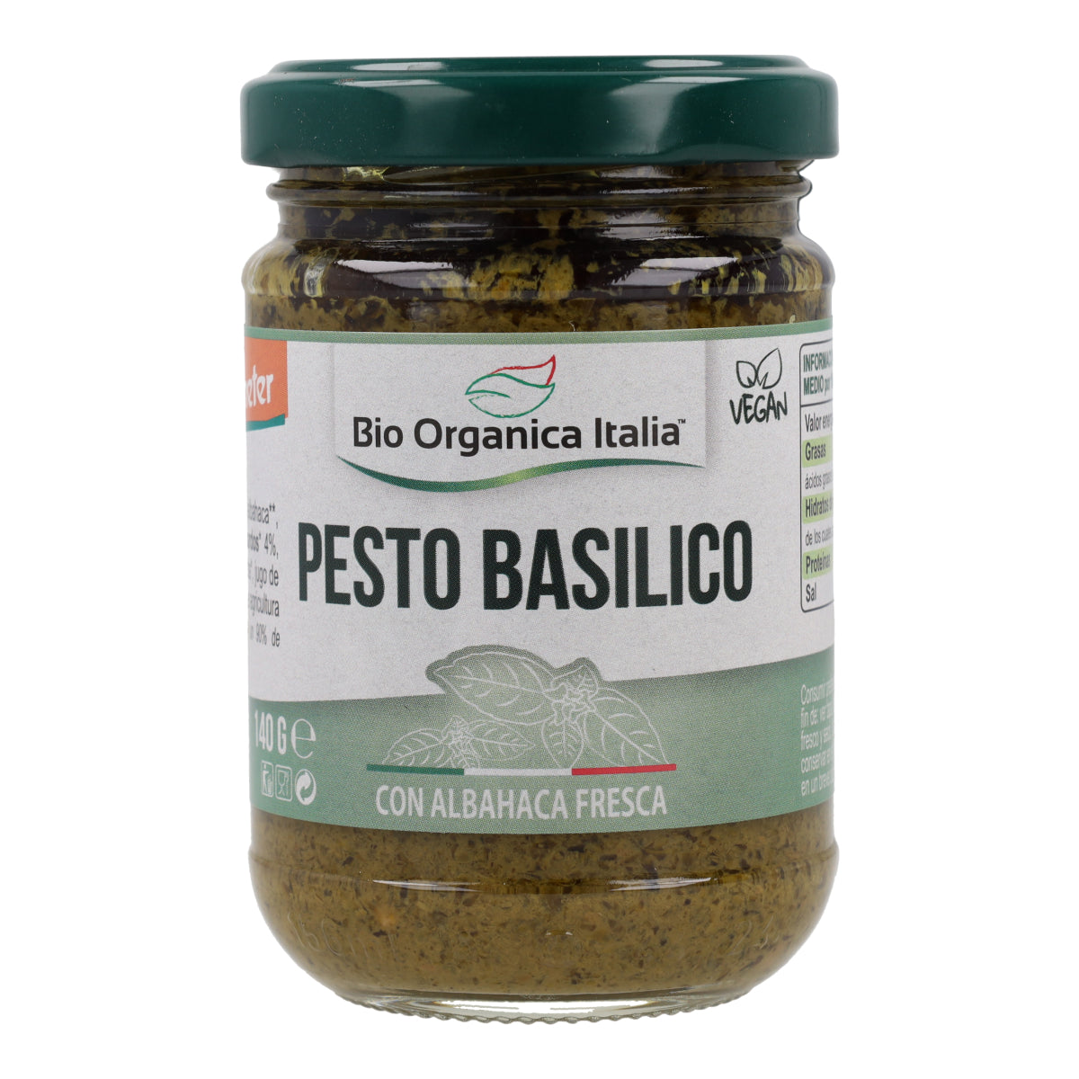 Pesto Basilico Verde de Albahaca Vegano Bio Organica Italia 140 gr
