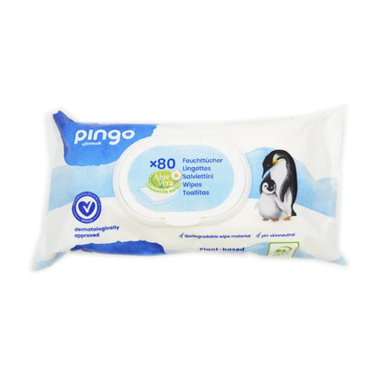 Toallitas húmedas 100% biodegradables 80 uds Pingo