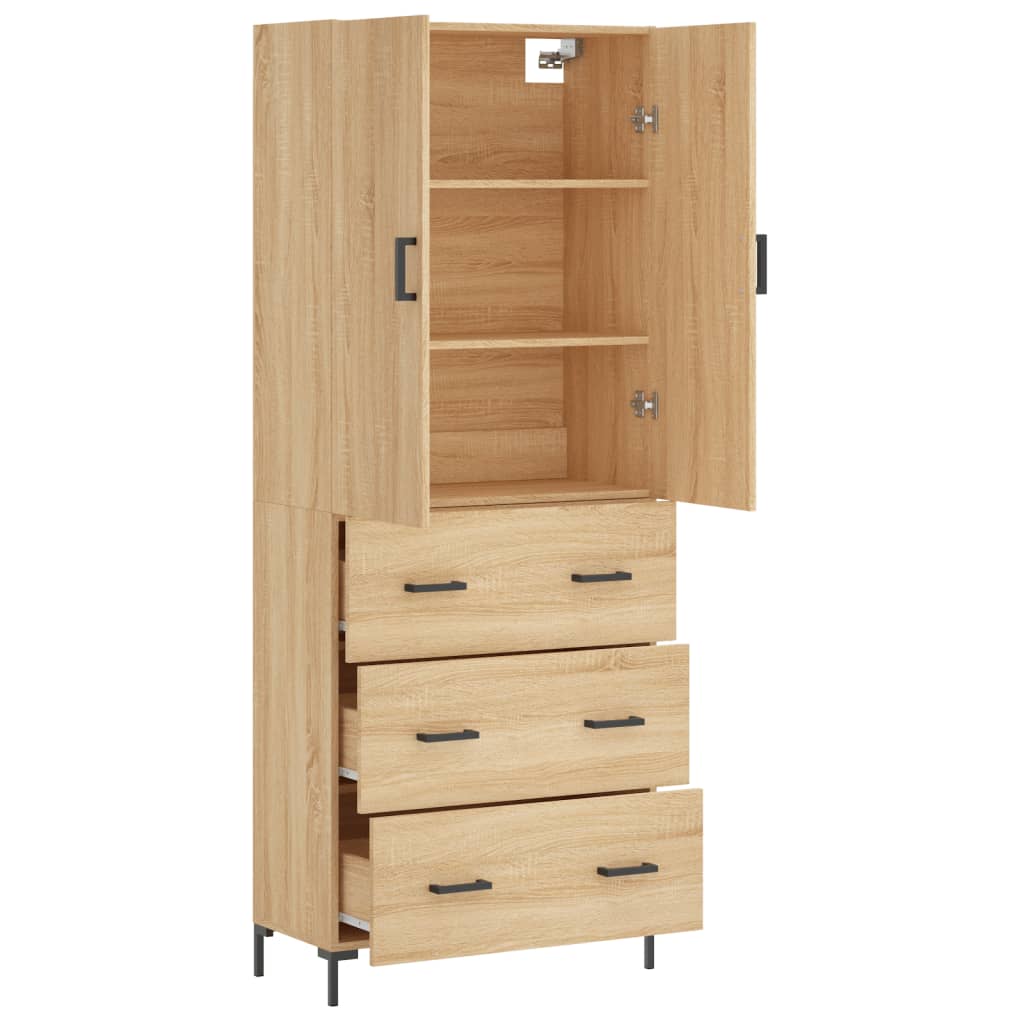 Aparador Alto Madera Contrachapada Color Roble 69,5x34x180 Cm_3