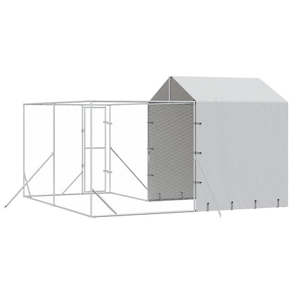 Perrera De Exterior Con Techo Acero Galvanizado Plata 4x4x2,5 M_5