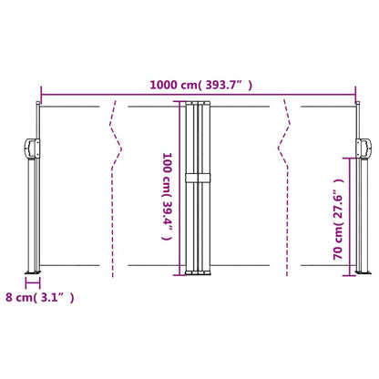 Vidaxl Toldo Lateral Retráctil Blanco 100x1000 Cm_2