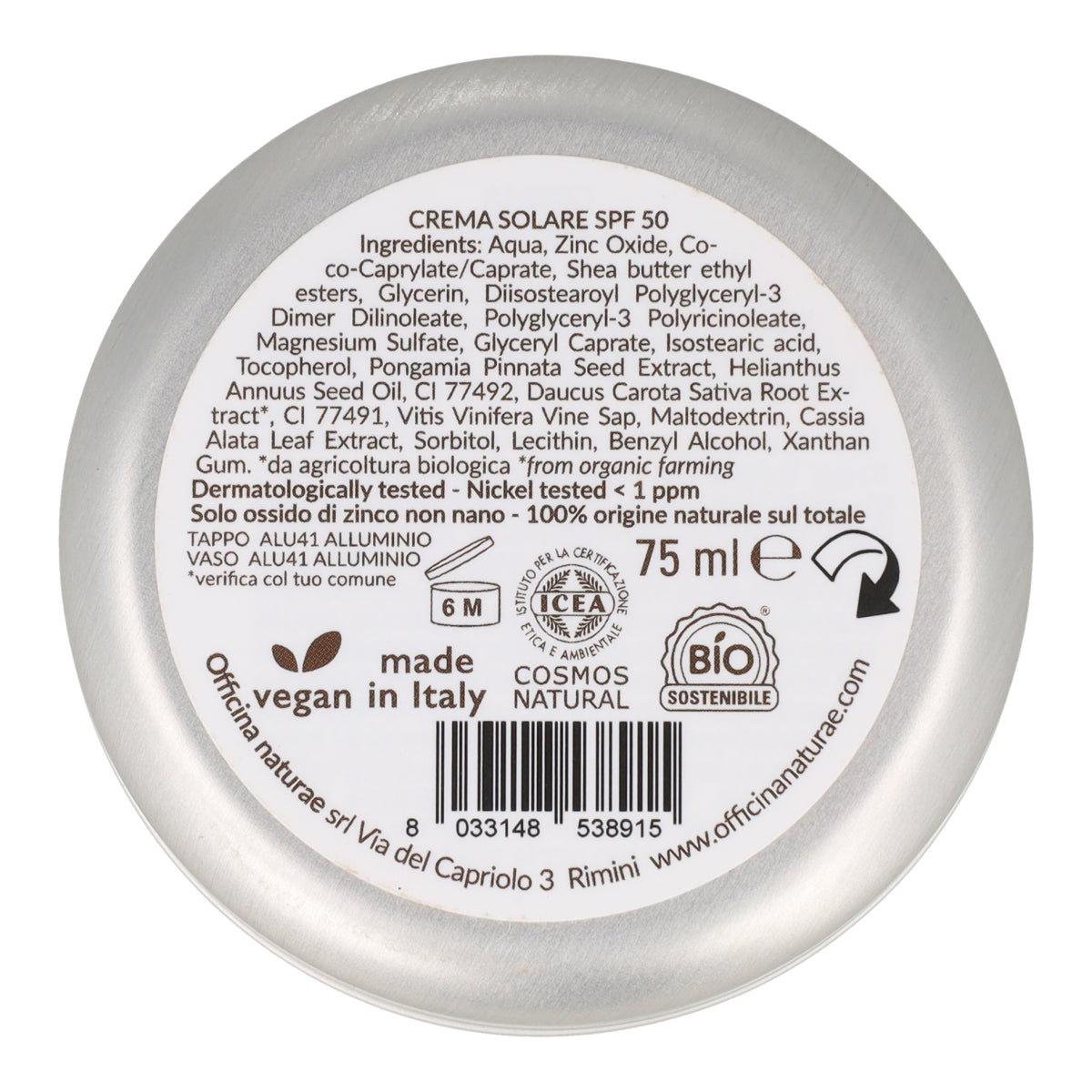 Crema solar en lata SPF 50 Officina Naturae 75 ml