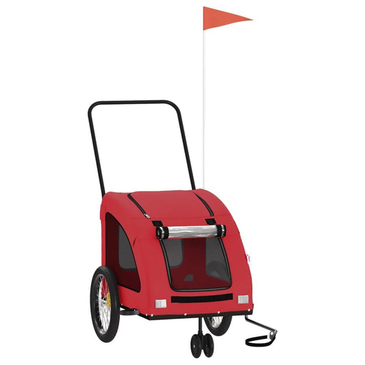 Vidaxl Remolque De Bicicleta Mascotas Hierro Tela Oxford Rojo_0