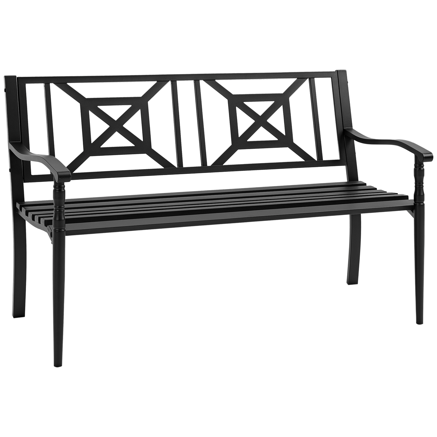 Outsunny Banco Jardín 2 Plazas Acero Con Reposabrazos Para Terraza Carga 240 Kg_0