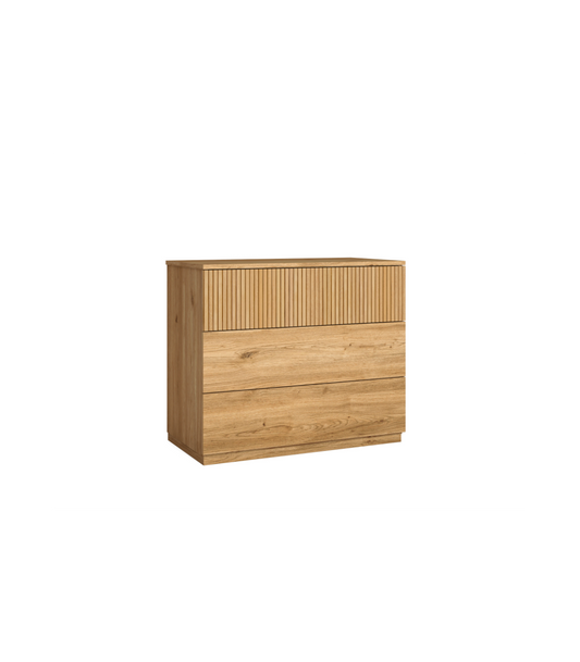 Cómoda Para Dormitorio Modelo Rayan 3 Cajones Acabado Natural, 100cm(ancho) 68.6cm(alto)_0