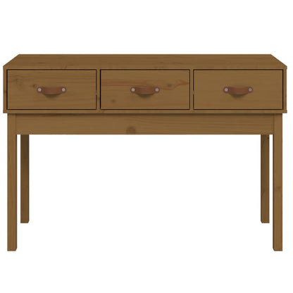 Mesa Consola De Madera Maciza De Pino Marrón Miel 114x40x75 Cm_1