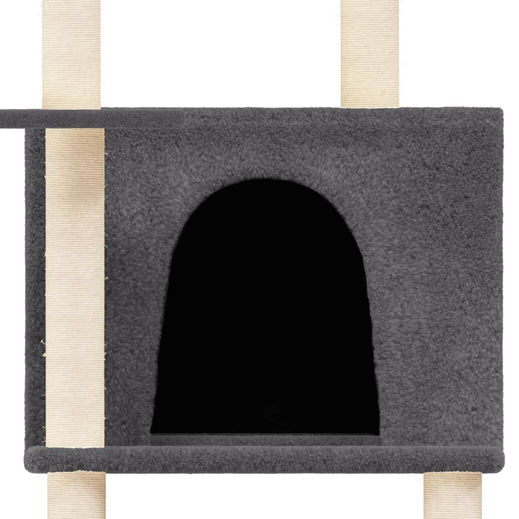 Rascador Para Gatos Con Postes De Sisal Gris Oscuro 166 Cm_5