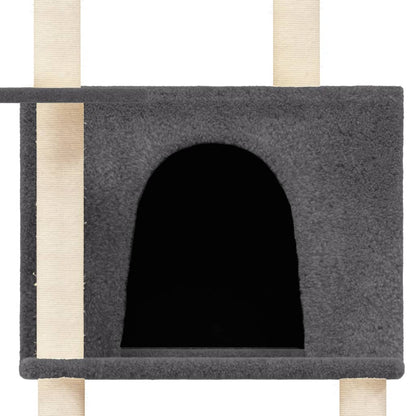 Rascador Para Gatos Con Postes De Sisal Gris Oscuro 166 Cm_5