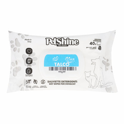 Porrini Toallitas Higiene Perro/Gato, Talco Aloe, 40 uds