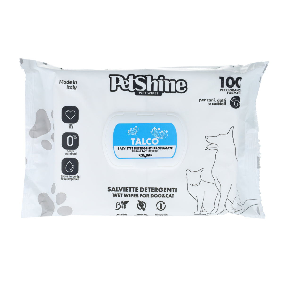 Toallitas Higiene Perro/Gato Talco Porrini 100 toallitas por bolsa