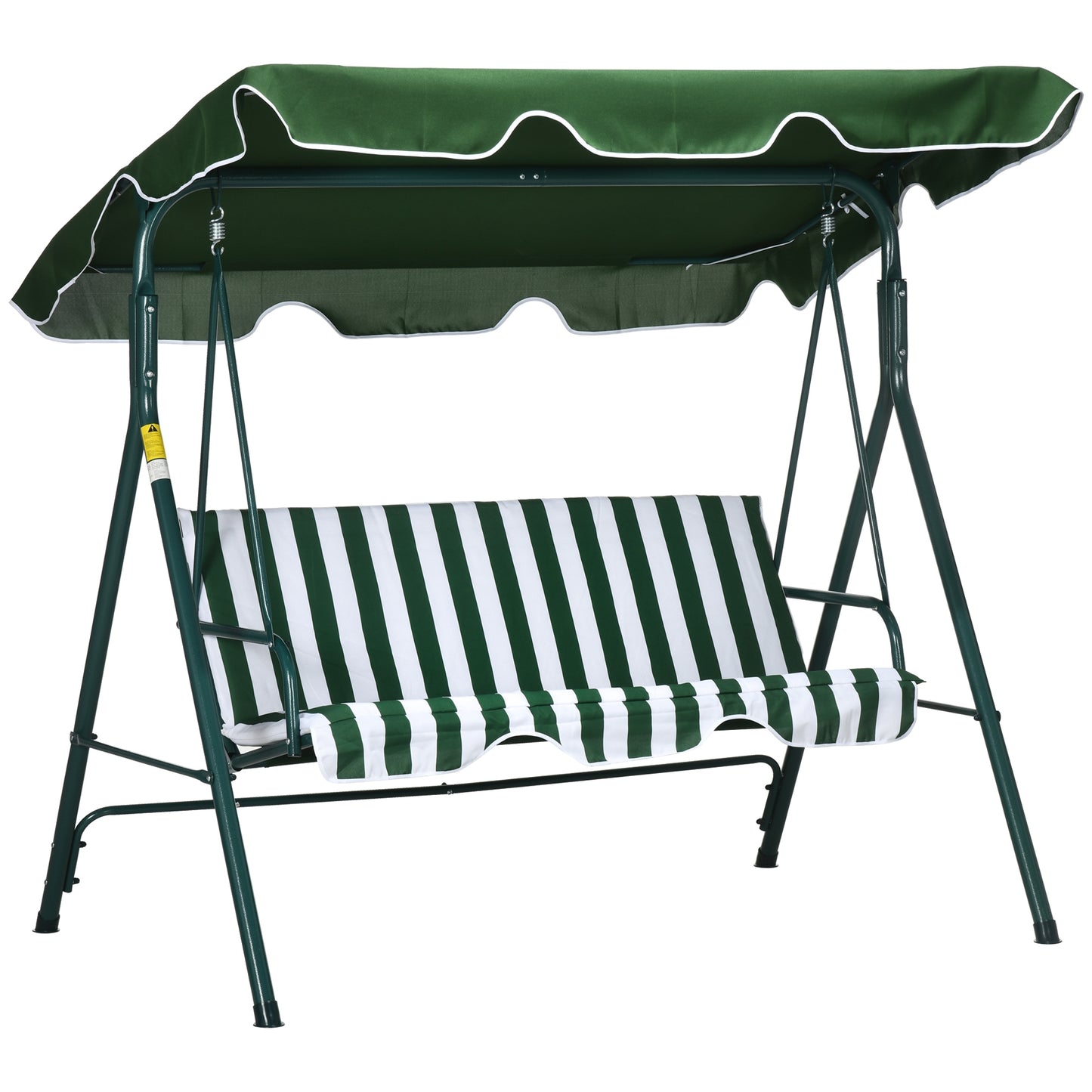 Outsunny Columpio Balancín De Jardín Exterior 3 Plazas 172x110x153 Cm Raya Verde_0
