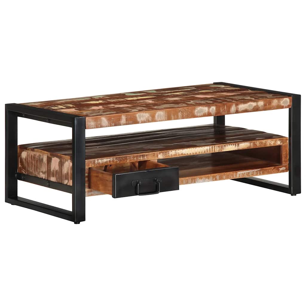Mesa De Centro Multicolor 90x50x36 Cm Madera Maciza Reciclada_2