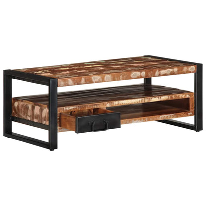 Mesa De Centro Multicolor 90x50x36 Cm Madera Maciza Reciclada_2