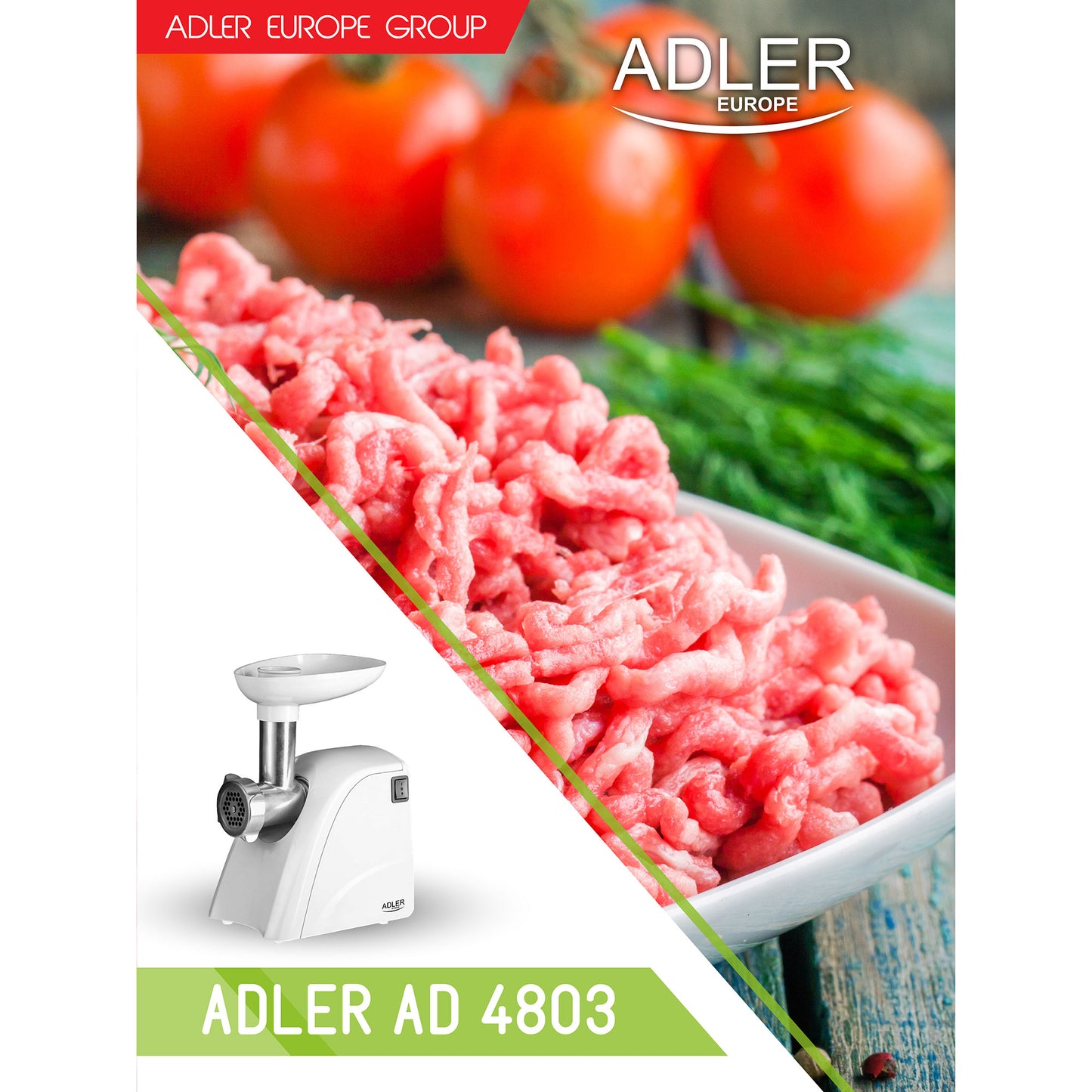 Picadora De Carne Eléctrica, Embutidora Salchichas, 3 Discos Corte, Cuchilla Acero Inoxidable Adler Ad4803