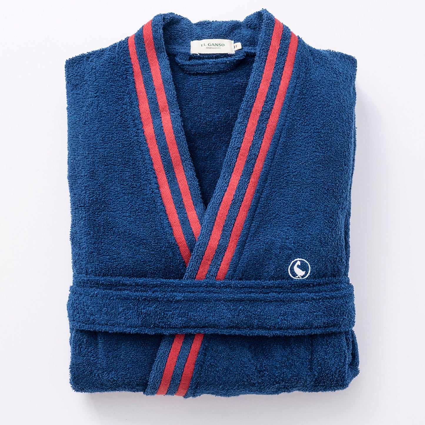 Albornoz Azul Marino S/m 320gsm 100% Algodón Con Logo Bordado El Ganso