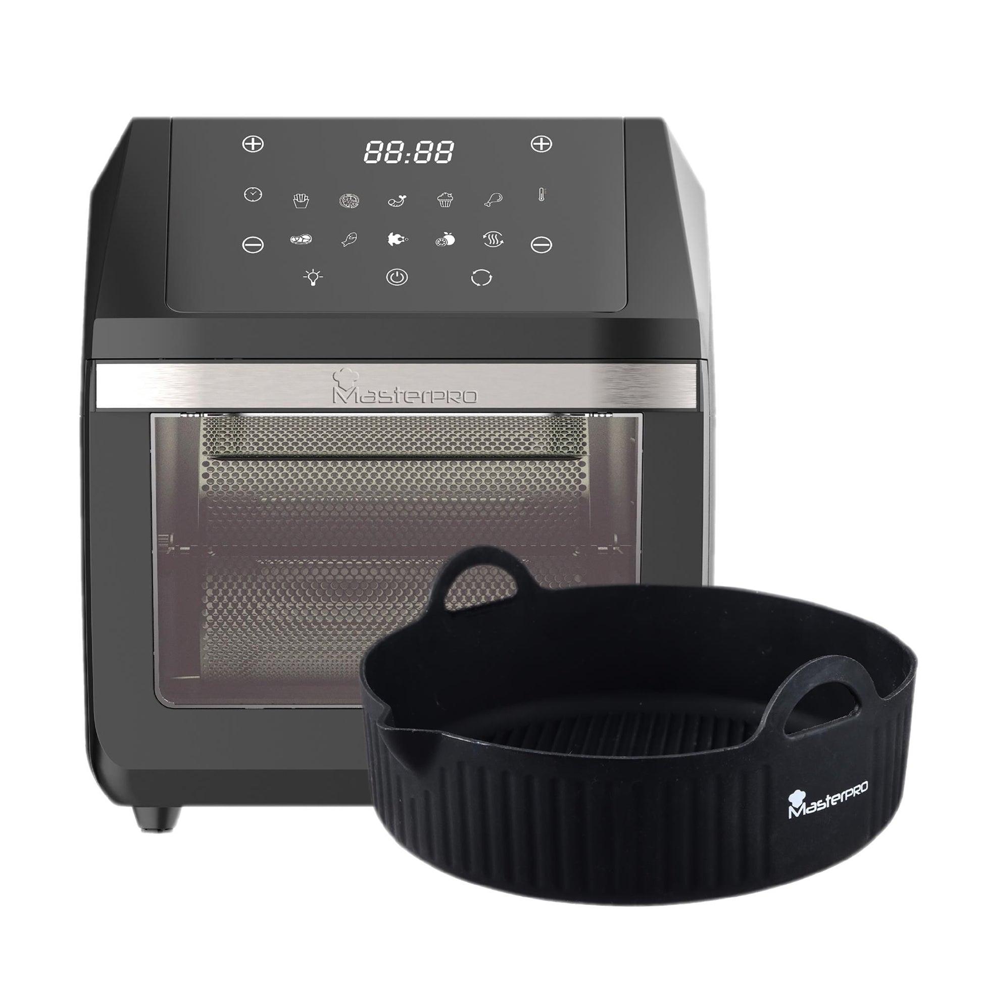 Set De Freidora De Aire De 11l 1800w + Bandeja De Horno Redonda De Silicona Rocket Masterpro_0