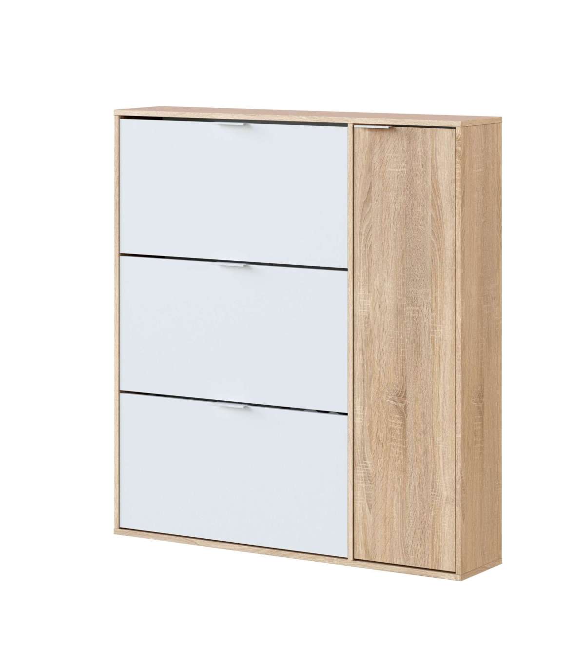 Zapatero Con 4 Puertas Maty Roble Canadian Y Blanco 115 Cm (alto) X 106 Cm (ancho) X 22 Cm_5