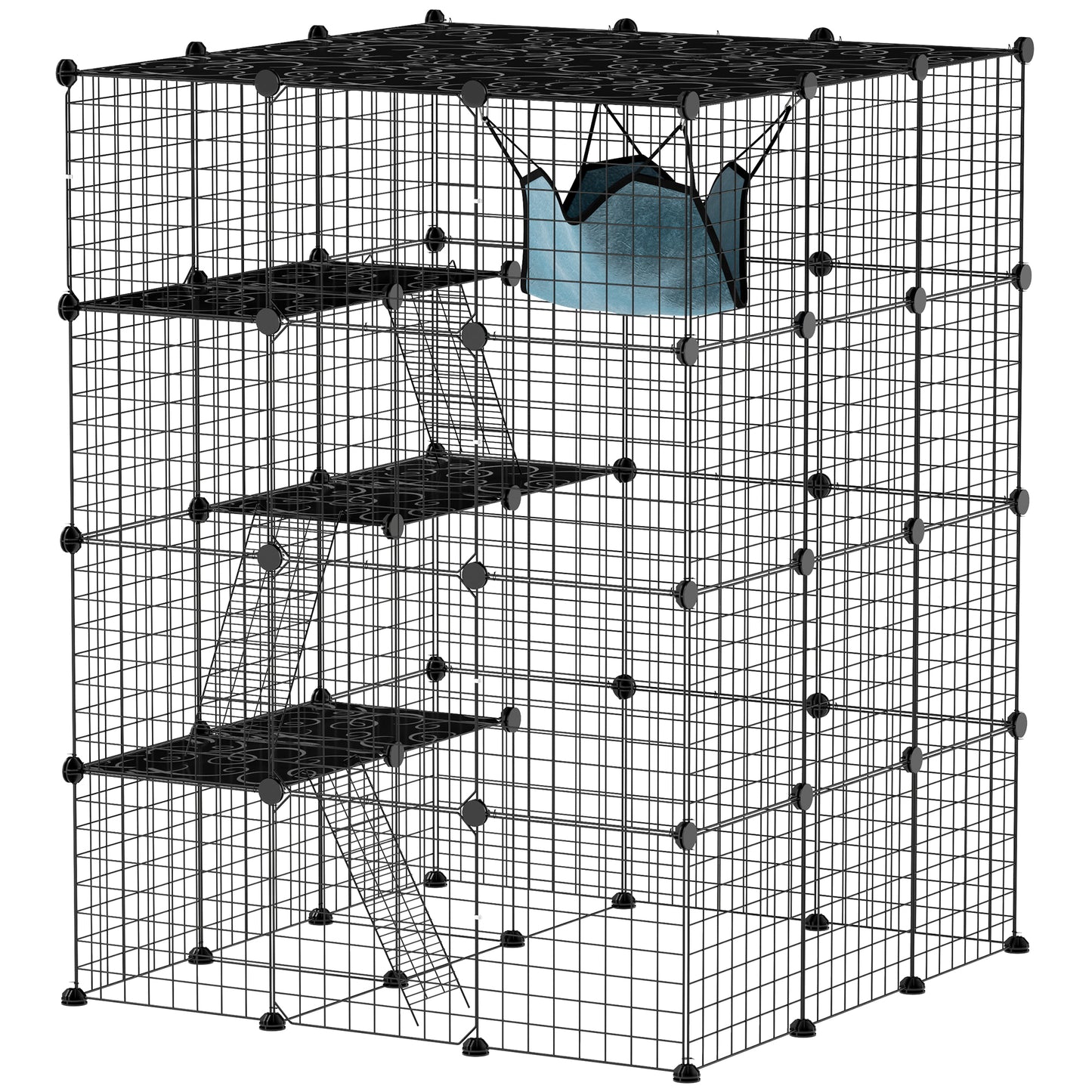 Pawhut Jaula Grande Para Gatos Interior De 4 Niveles 105x105x140 Cm, Negro_0