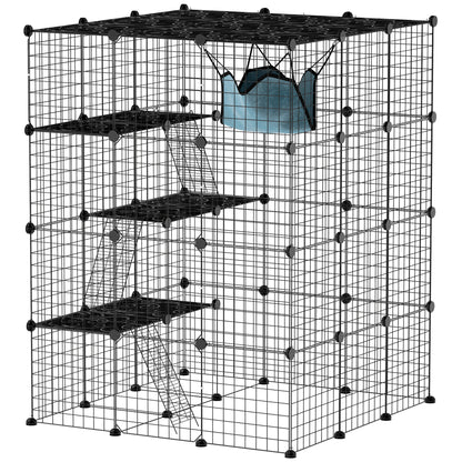 Pawhut Jaula Grande Para Gatos Interior De 4 Niveles 105x105x140 Cm, Negro_0
