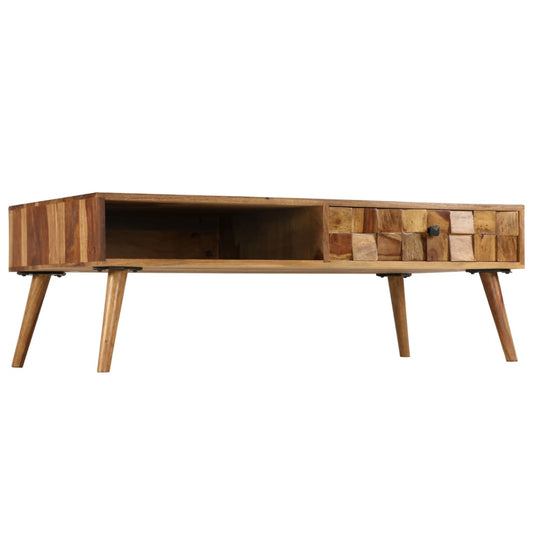 Mesa De Centro Madera Maciza Sheesham Acabado Miel 110x50x37 Cm_0