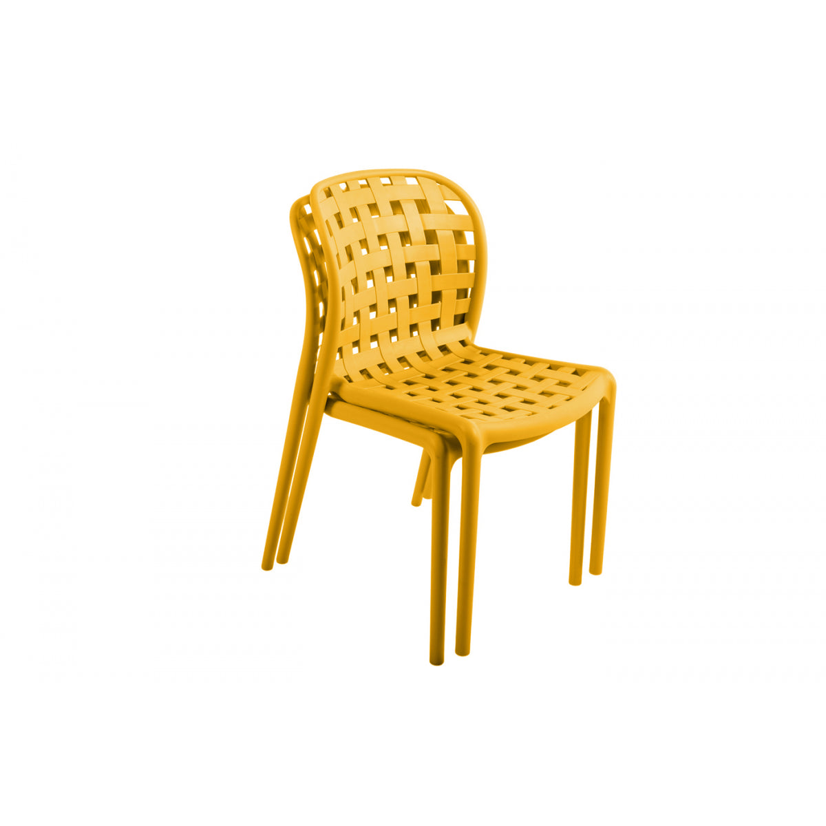 Lote De 4 Sillas Apilables De Polipropileno Calado Corfu Amarillo - Muebles De Jardín - 46x56xh82cm_2