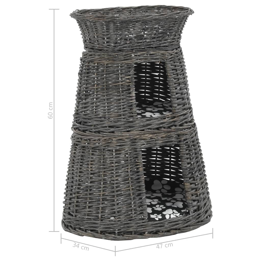 Vidaxl Cestas De Gatos 3 Uds Con Cojines Sauce Natural Gris 47x34x60cm_2