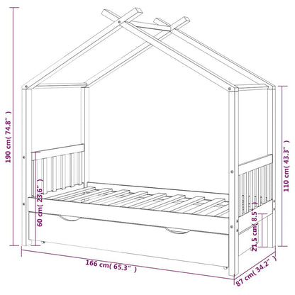 Vidaxl Estructura Cama Infantil Con Cajón Madera Pino Maciza 80x160 Cm_2
