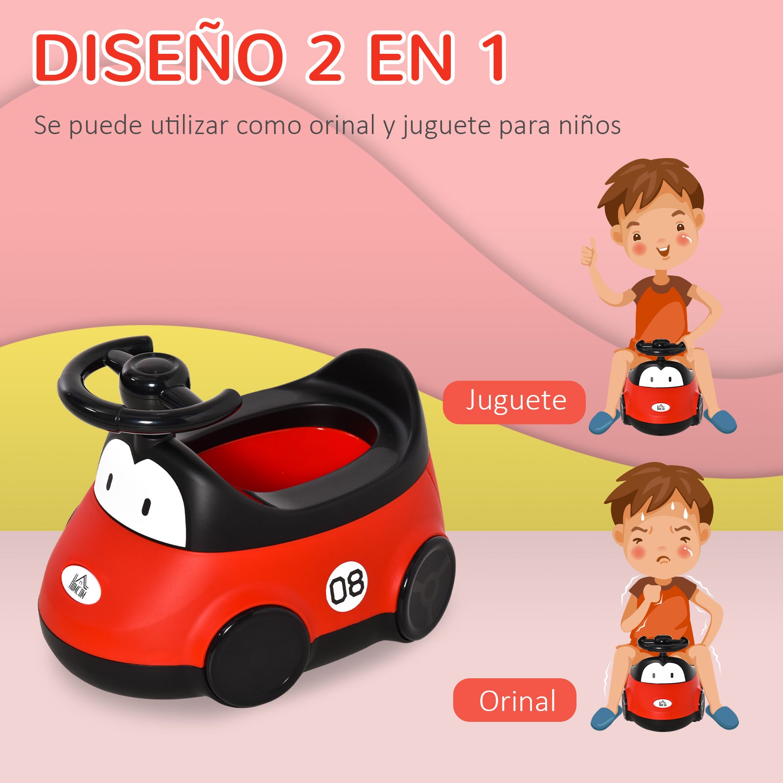Homcom Orinal De Aprendizaje Para Bebé De 6-36 Meses Con Tapa Volante Fácil De_3