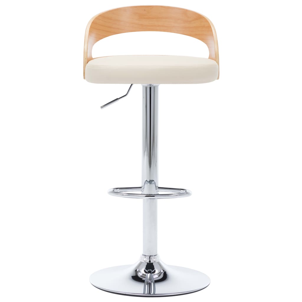 Taburetes De Cocina 2 Uds Cuero Sintético Madera Curvada Crema_2