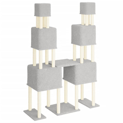 Rascador Para Gatos Con Postes De Sisal Gris Claro 199 Cm_4