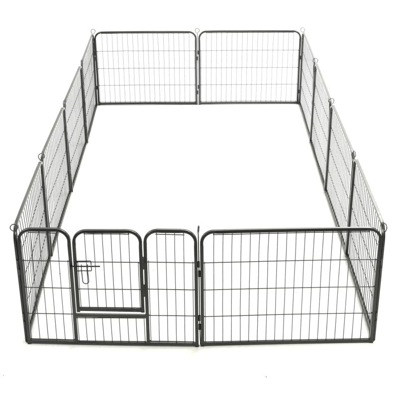 Vidaxl Corral Para Perros 12 Paneles De Acero 80x60 Cm Negro_5