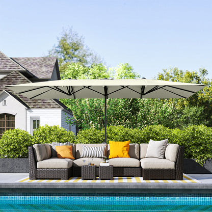 Outsunny Sombrilla Doble 4,5x2,6 M Con Manivela Impermeable Crema_3