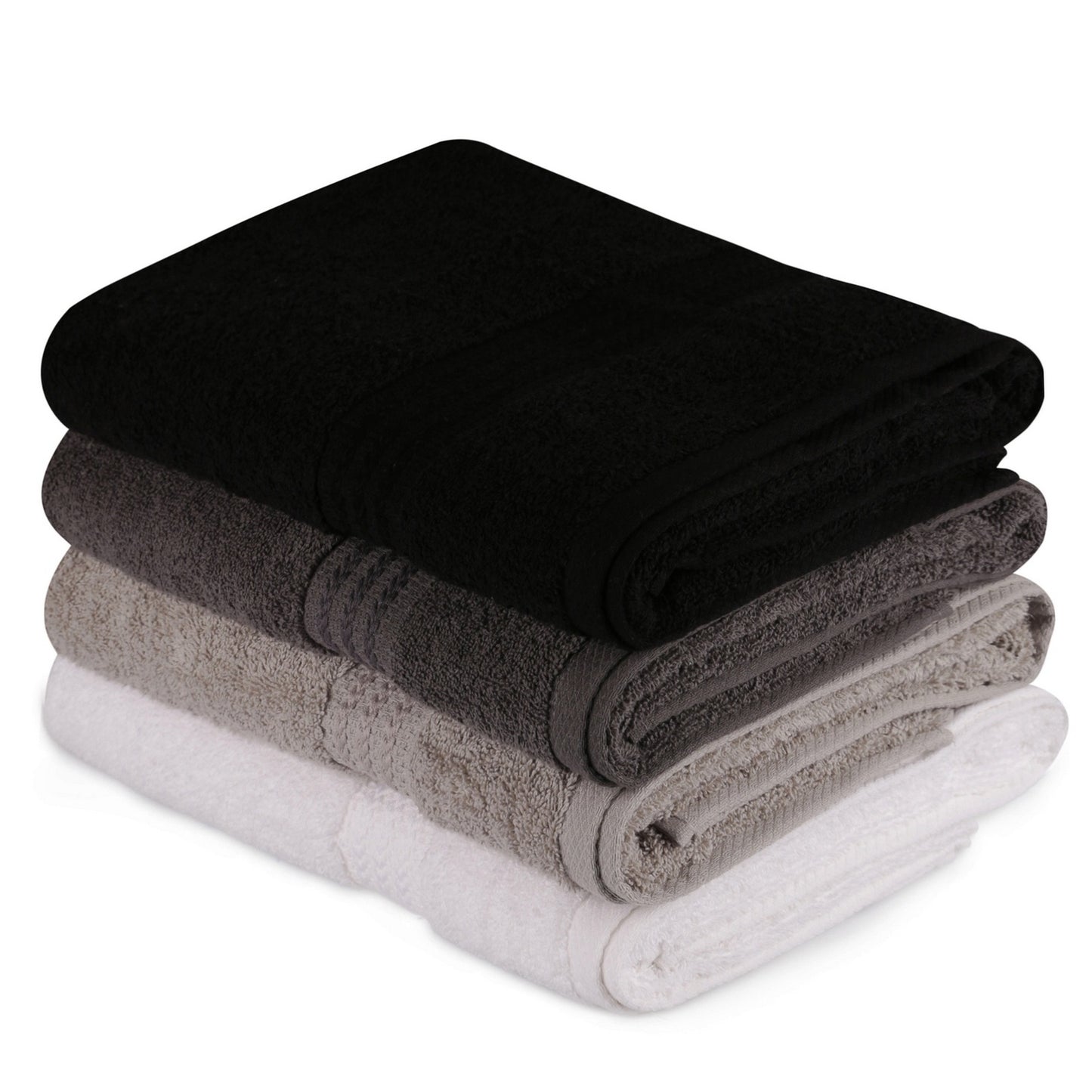 Juego De Toallas De Baño (4 Piezas) Blanco, Gris, Gris Oscuro Y Negro_0