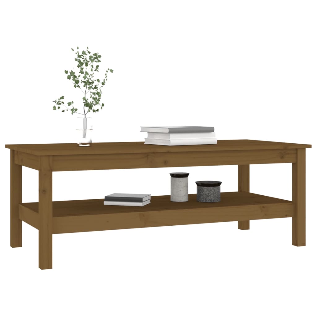 Mesa De Centro Madera Maciza De Pino Marrón Miel 110x50x40 Cm_4