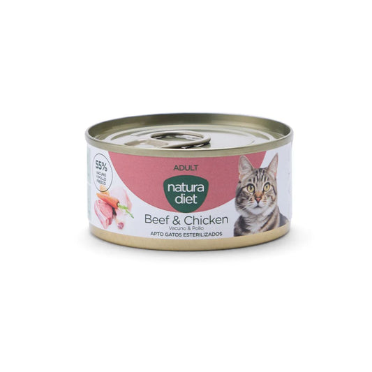 Natura Diet Cat Lata Vacuno y pollo 85 g Comida húmeda para gatos